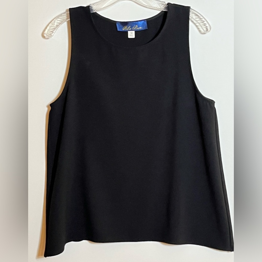 Blue Rain Women’s Black Sleeveless Blouse Scalloped Back Hem Size M Polyester
